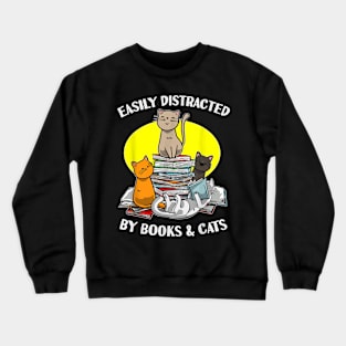 Cat Eacher Librarian Bookworm  Gift   Kids Crewneck Sweatshirt